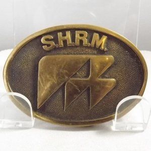 Vintage S.H.R.M. Belt Buckle, BTS Solid Brass, 1978
